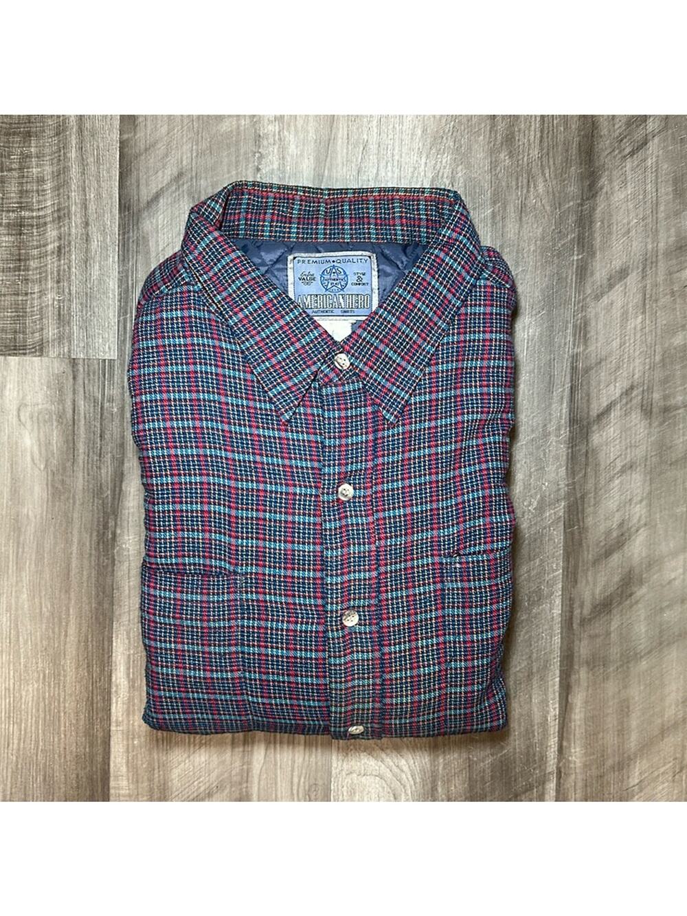 American Hero Quilted Lined Long Sleeve Button Down Shirt Jacket - XL